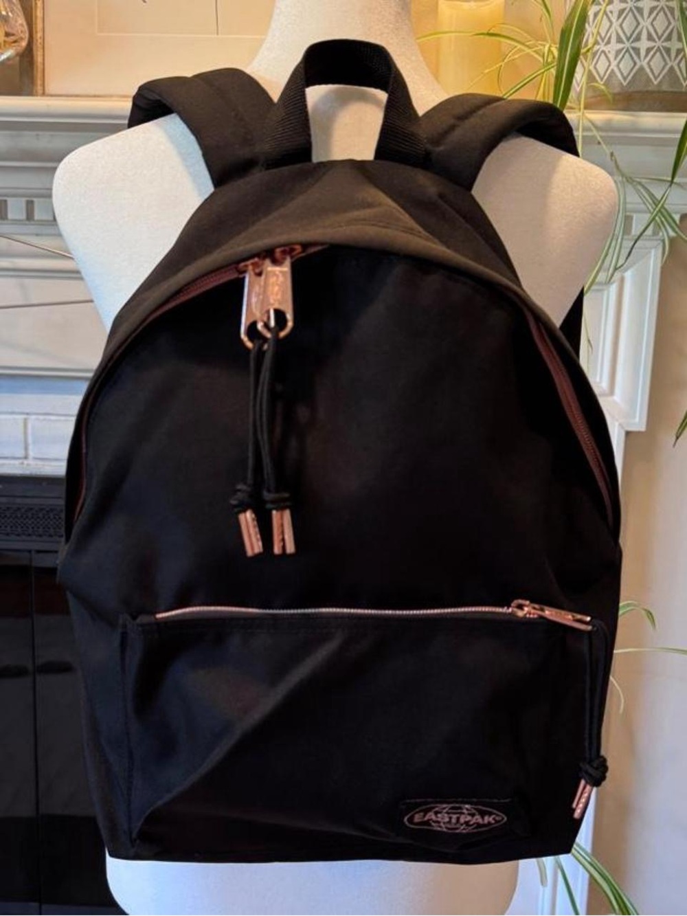 Eastpak Black Backpack with Rose Gold Hardware